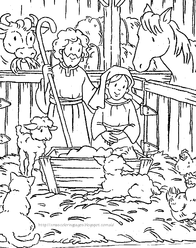 Simple Nativity Coloring Page For Toddlers for Adult