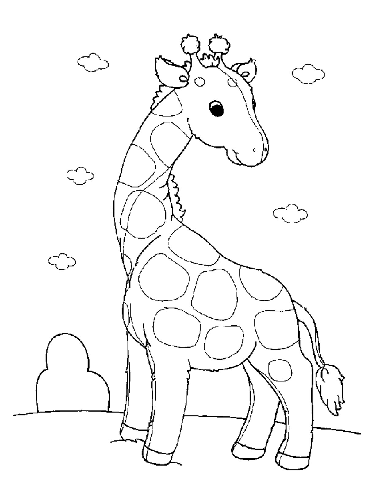 Coloring page of a giraffe