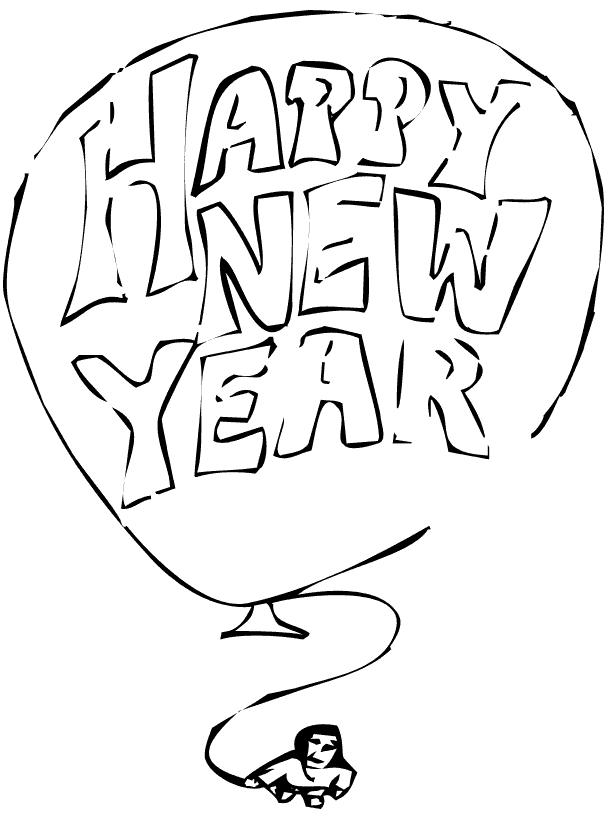 New Year Coloring Page 1