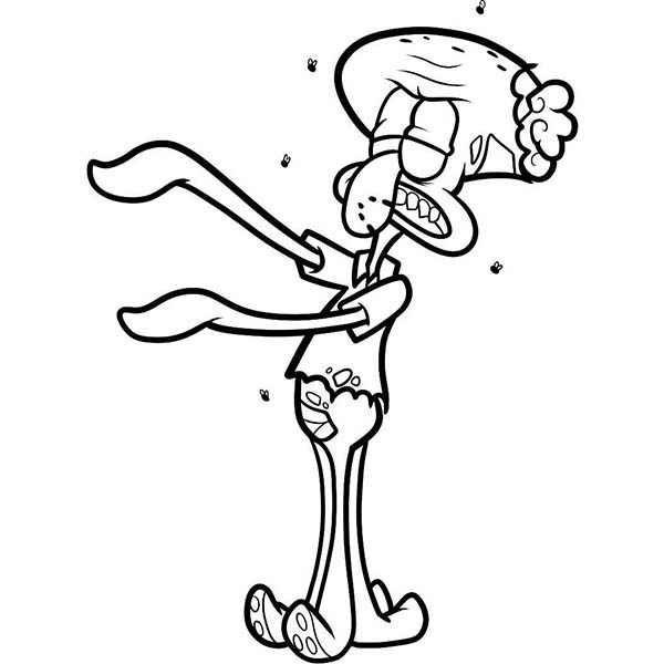 Squidward Zombie Coloring Page Coloring Kids - Coloring Kids