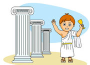ancient greek boy wearing a toga