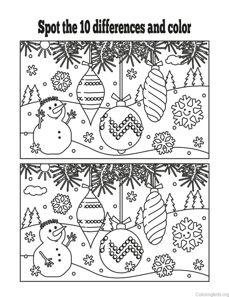 Spot The Difference Coloring Pages