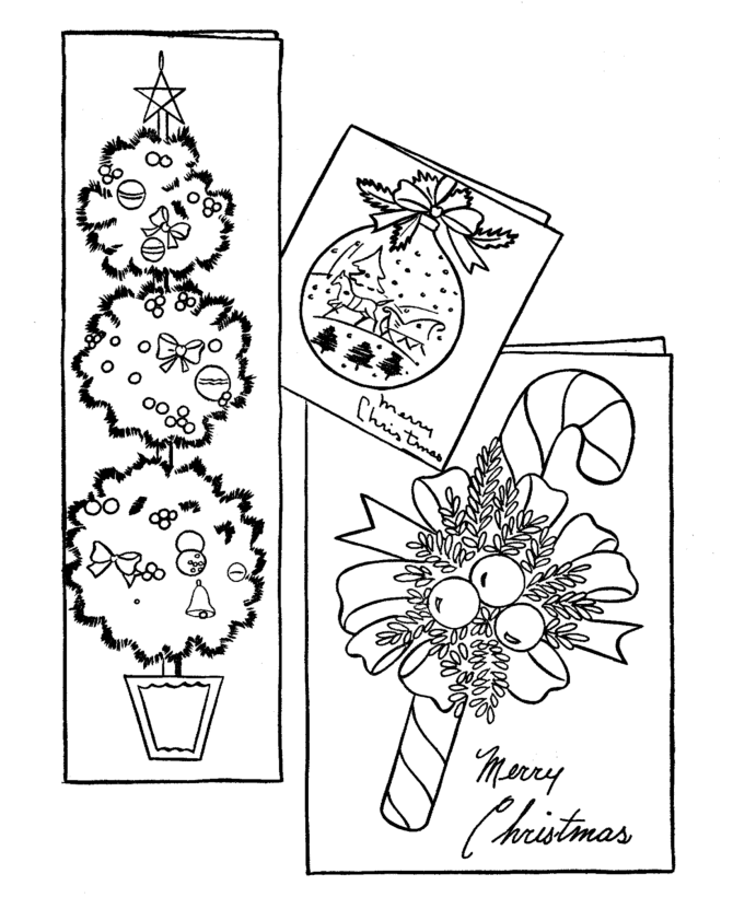 Christmas Cards Coloring Pages Printable Sheets