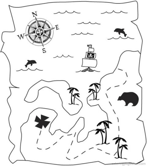 Pirate Treasure Map Coloring Pages – coloringkids.org