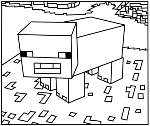 Printable Minecraft Pig coloring pages.