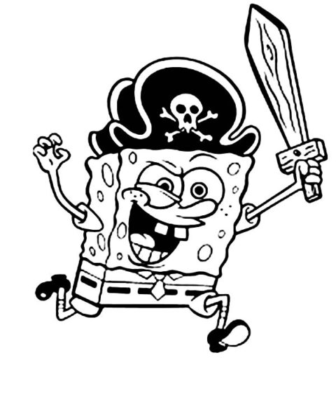 SpongeBob Acting as a Pirate Coloring Page | coloringkids.org